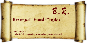 Brunyai Reményke névjegykártya